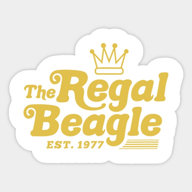 The Regal Beagle Est 1977 Sticker by Greatmanthan